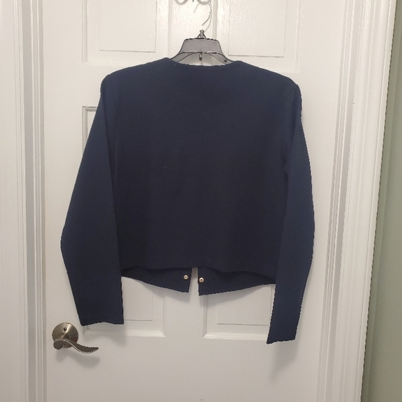 H&M Navy Blue Knit Snap Close Crop Style Jacket/Cardigan Size XL - Picture 9 of 11